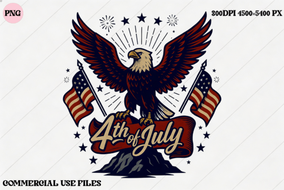 Patriotic Spirit in Pixels: The Eagle 4th of July American Flag Graphic