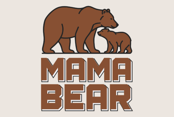 Retro Mama Bear Vector Graphic: Your Go-To Design Asset
